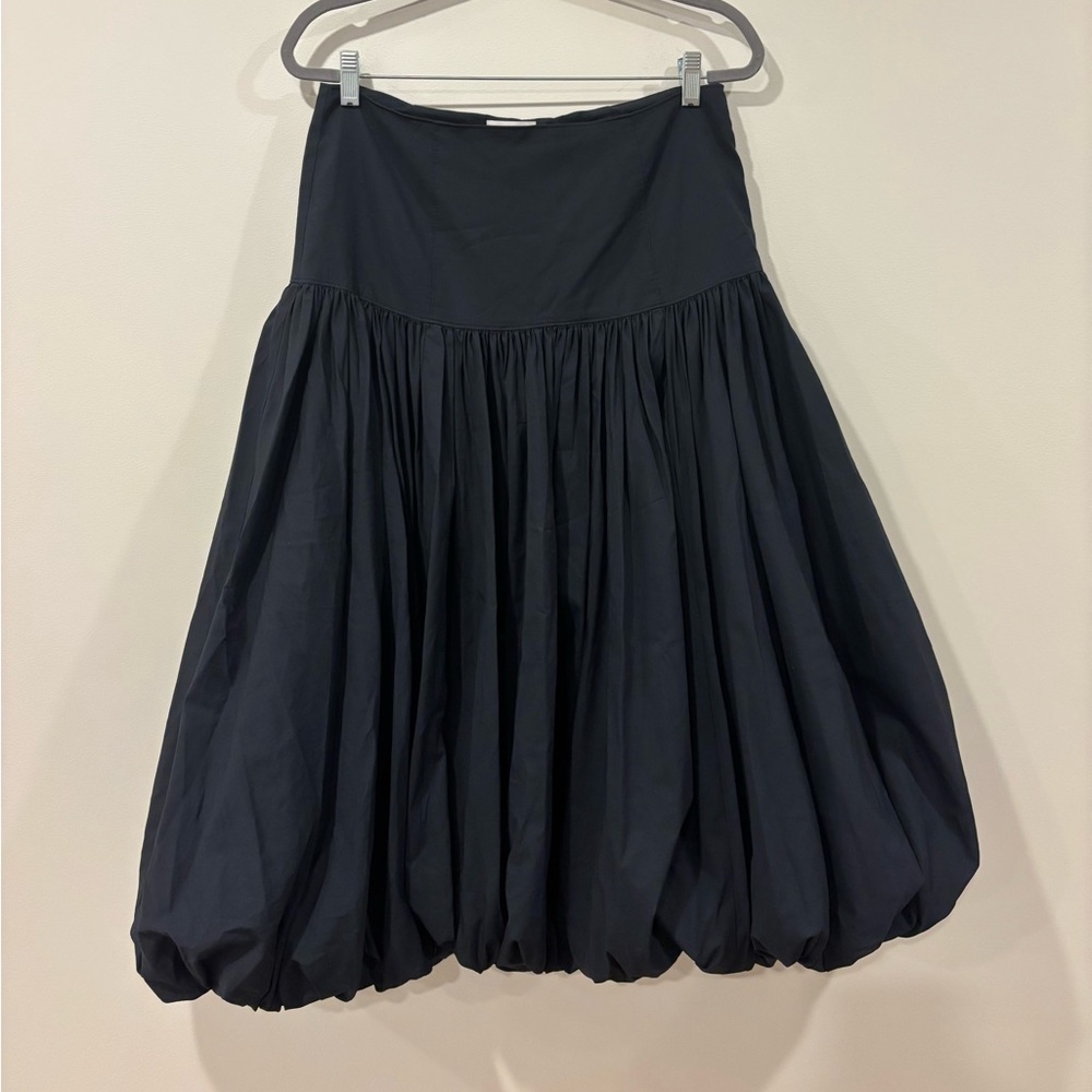 Cinq a Sept Ellah Pleated Bubble Midi Skirt Black Cotton Blend Women's size 10
